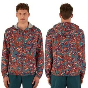 Canali Floral Hoodie Windbreaker Jacket Tropical Full Zip w/ Bag Size L NWT